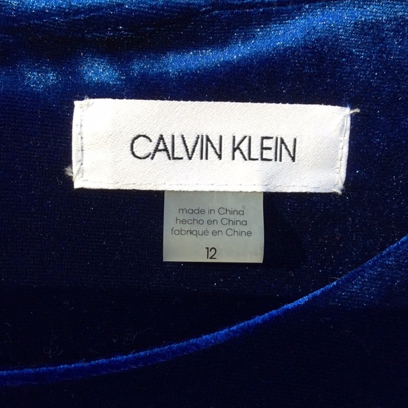 CALVIN KLEIN Bling Bell Sleeve Blue Velvet Velour Holiday Party Dress Sz M  NWT - Picture 7 of 15